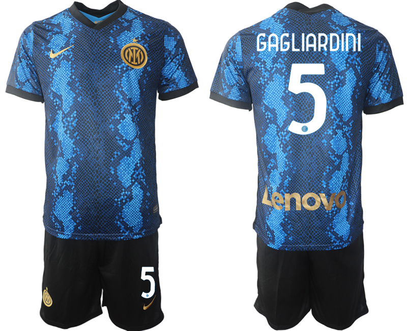 Men 2021-2022 Club Inter Milan home blue #5 Nike Soccer Jersey->inter milan jersey->Soccer Club Jersey